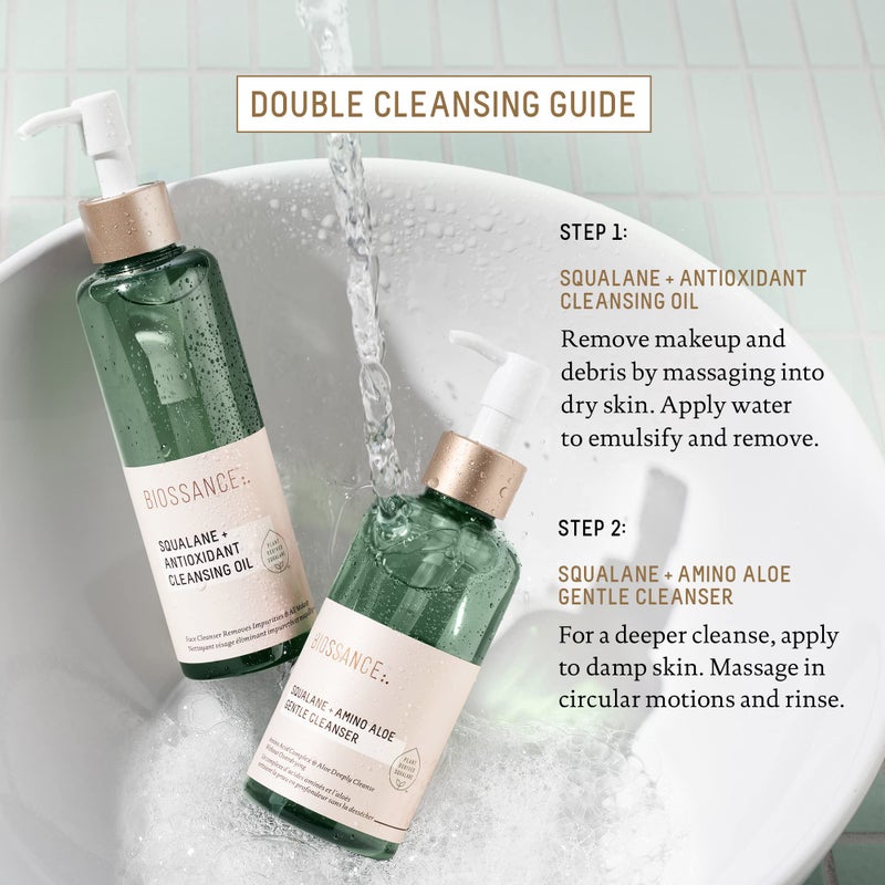 Biossance Squalane + Antioxidant Cleansing Oil. Lightweight Facial Oil Cleans Deep into Pores, Removes Makeup and Hydrates Skin. For all Skin Types (6.7 ounces) - Image 4