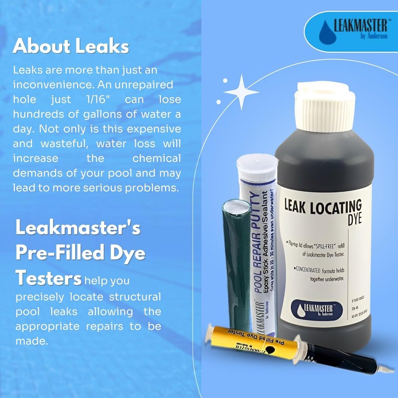 Goodscious Blue Dye Test Refill for Swimming Pool Leak Detection Kit - Reliable Spa/Party Pool Dye for Pool Leak Detection - Precise Pool Leak Detection Dye Kit for Leakmaster Anderson Manufacturing (8 oz) - Image 2