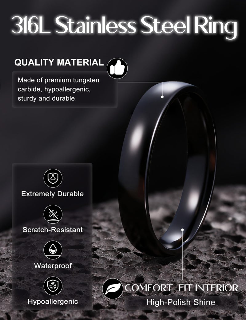 sailimue 7Pcs Stainless Steel Rings for Men Women Black Fidget Rings Set Cool Spinner Chain Ring Anxiety Relief Simple Men's Engagement Promise Wedding Band Size 7-13 - Image 4