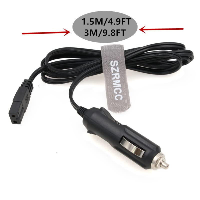 SZRMCC 12V DC Cigarette Lighter Cable 2 Pin Lead Cable Plug Car Cool Box Mini Fridge Replacement Extension Wire for Car Cooler Box Mini Fridge Wagan EL6214 (Straight,1.5M) - Image 2