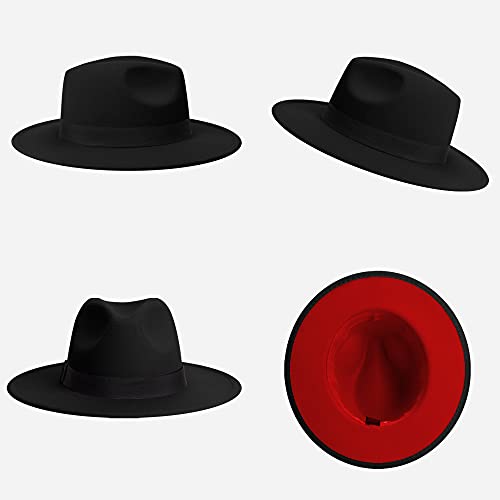 JINGSHA Wide Brim Fedora Hats for Women & Men Classic Dress Panama Hat Adjustable Felt Hat with Band - Image 4