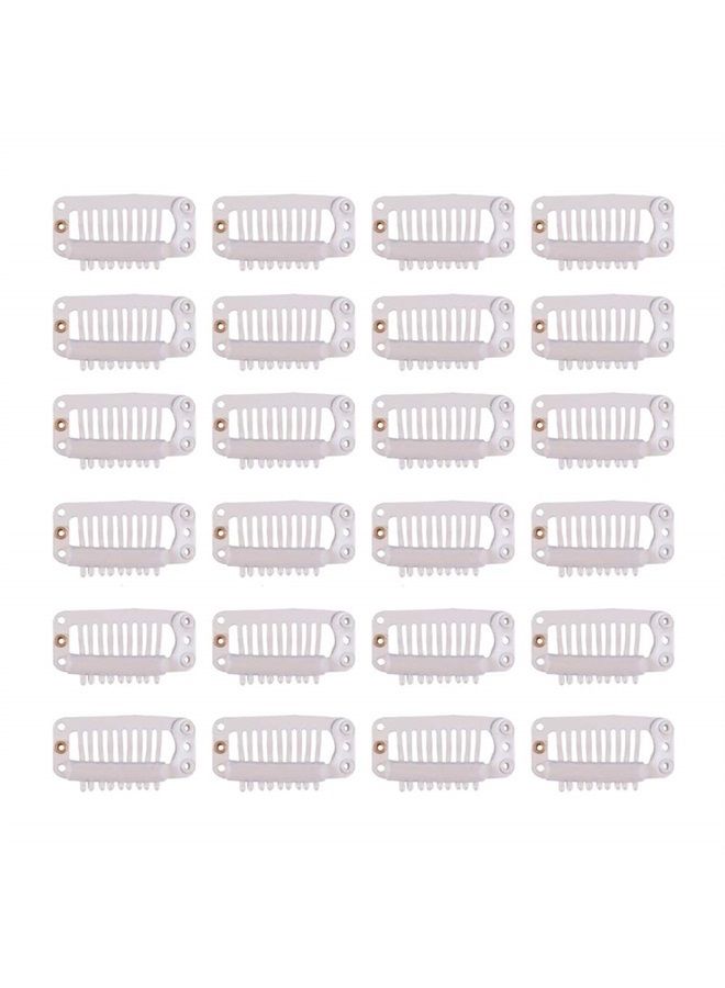 yantaisiyu 24 pcs/lot 32mm 9-teeth Hair Extension Clips Snap Comb Clips Metal Clips Wig Clips Hair Clips for Wigs Hair Extensions Hairpiece Wig Accessories Clips with Rubber Silicone Back (Blonde) - Image 1