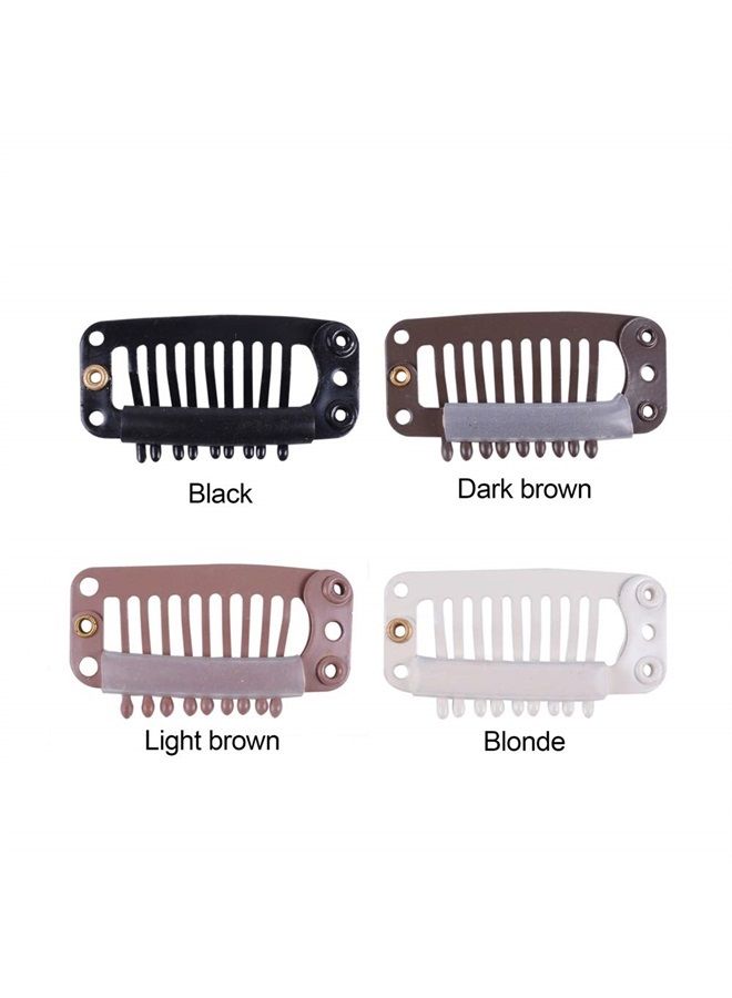 yantaisiyu 24 pcs/lot 32mm 9-teeth Hair Extension Clips Snap Comb Clips Metal Clips Wig Clips Hair Clips for Wigs Hair Extensions Hairpiece Wig Accessories Clips with Rubber Silicone Back (Blonde) - Image 2