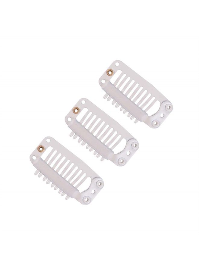 yantaisiyu 24 pcs/lot 32mm 9-teeth Hair Extension Clips Snap Comb Clips Metal Clips Wig Clips Hair Clips for Wigs Hair Extensions Hairpiece Wig Accessories Clips with Rubber Silicone Back (Blonde) - Image 4