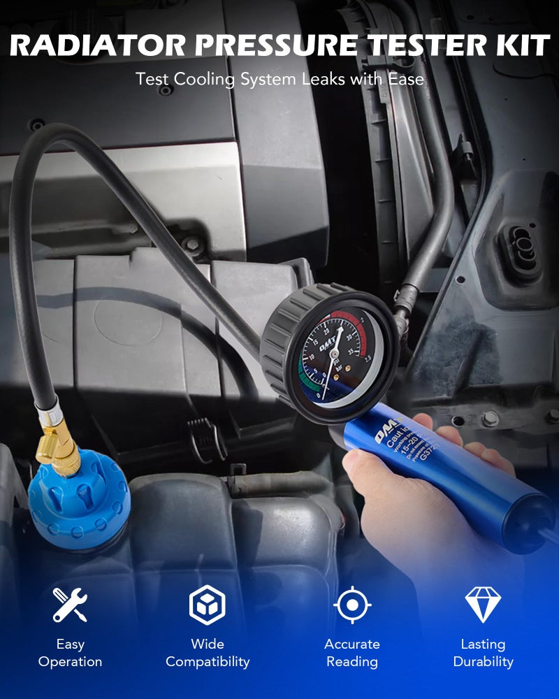 Orion Motor Tech Coolant Pressure Tester Kit, 19pc Radiator Pressure Tester Kit with 15 Radiator Adapters & Wrench, Cooling System Pressure Tester Kit with Vacuum Pump & Probe Thermometer - Image 2