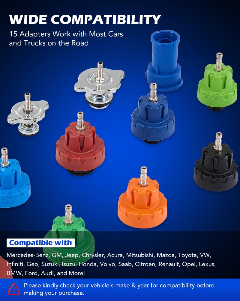 Orion Motor Tech Coolant Pressure Tester Kit, 19pc Radiator Pressure Tester Kit with 15 Radiator Adapters & Wrench, Cooling System Pressure Tester Kit with Vacuum Pump & Probe Thermometer - Image 4