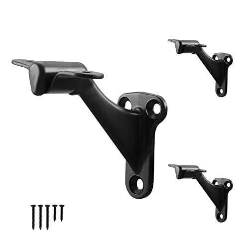 HOME MASTER HARDWARE Handrail Stair Brackets 3" Heavy Duty Support Hardware for Stairways, Home or Office Staircase Hand Rail Bracket with Screws, Oil Rubbed Bronze Finish 3 Pack - Image 1