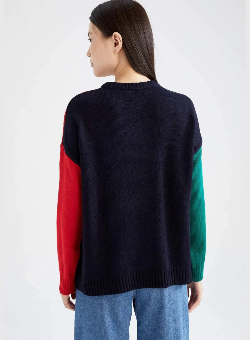 ديفاكتو New Year Woman Crew Neck Long Sleeve Tricot Pullover