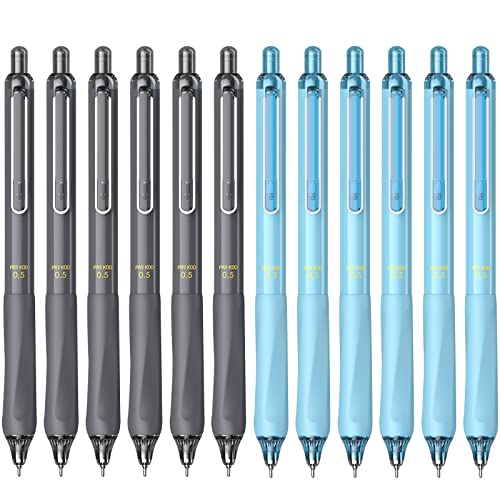 ParKoo Gel Pens Quick Dry Ink Fine Point 0.5mm, Retractable Rolling Ball 6 Black/6 Blue Ink Pen, Click Silent Pens Set for Journaling Notetaking Drawing Sketching Smooth Writing Non Bleed 12pcs - Image 1