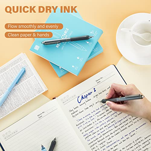 ParKoo Gel Pens Quick Dry Ink Fine Point 0.5mm, Retractable Rolling Ball 6 Black/6 Blue Ink Pen, Click Silent Pens Set for Journaling Notetaking Drawing Sketching Smooth Writing Non Bleed 12pcs - Image 4