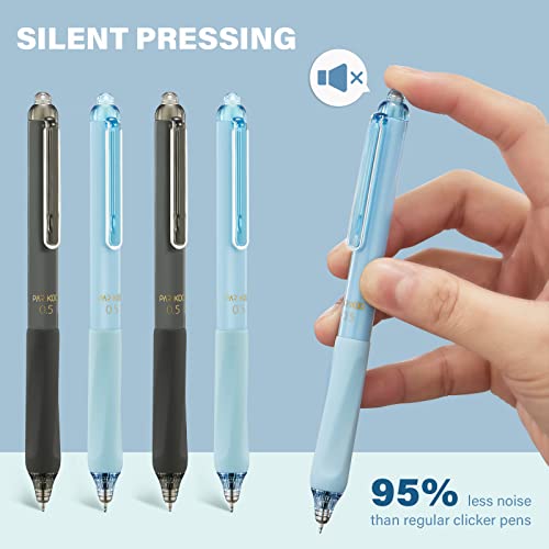 ParKoo Gel Pens Quick Dry Ink Fine Point 0.5mm, Retractable Rolling Ball 6 Black/6 Blue Ink Pen, Click Silent Pens Set for Journaling Notetaking Drawing Sketching Smooth Writing Non Bleed 12pcs - Image 2