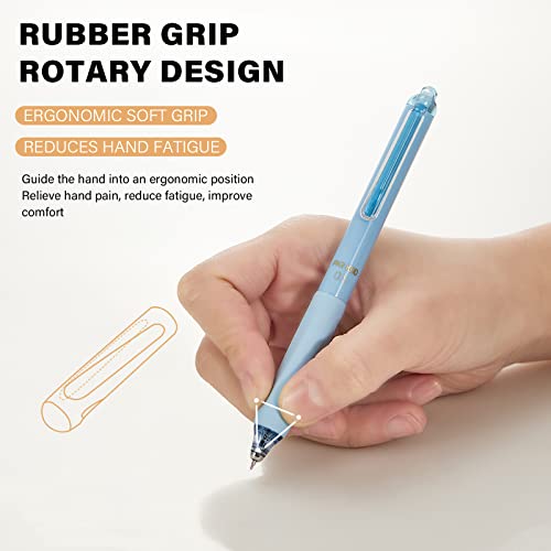 ParKoo Gel Pens Quick Dry Ink Fine Point 0.5mm, Retractable Rolling Ball 6 Black/6 Blue Ink Pen, Click Silent Pens Set for Journaling Notetaking Drawing Sketching Smooth Writing Non Bleed 12pcs - Image 5