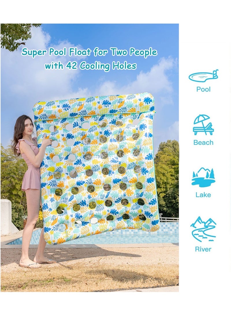 TAPIT 167x136cm Inflatable Water Floating Bed for Two People, Leisure Summer Beach Inflatable Bed with Pillow, Water Party Lounge Chair Floating Bed, Summer Water Floating Bed for Men and Women - Image 2