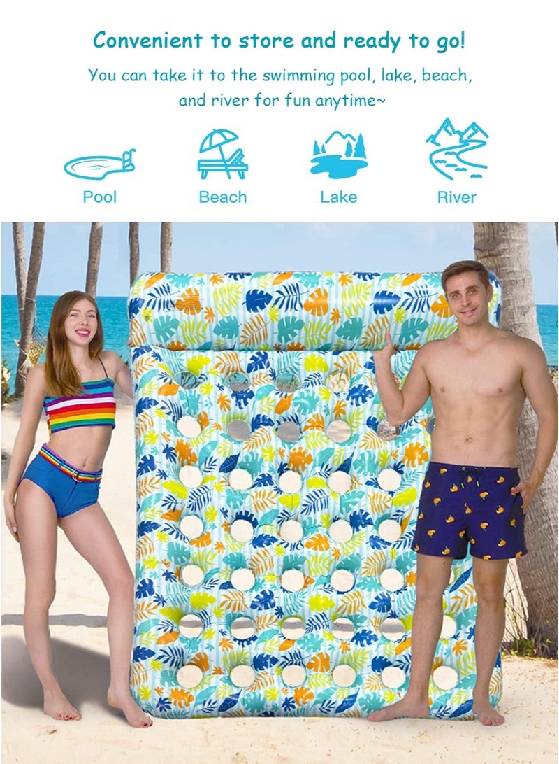TAPIT 167x136cm Inflatable Water Floating Bed for Two People, Leisure Summer Beach Inflatable Bed with Pillow, Water Party Lounge Chair Floating Bed, Summer Water Floating Bed for Men and Women - Image 4