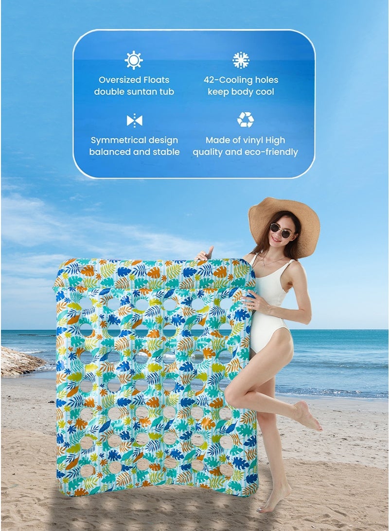 TAPIT 167x136cm Inflatable Water Floating Bed for Two People, Leisure Summer Beach Inflatable Bed with Pillow, Water Party Lounge Chair Floating Bed, Summer Water Floating Bed for Men and Women - Image 5