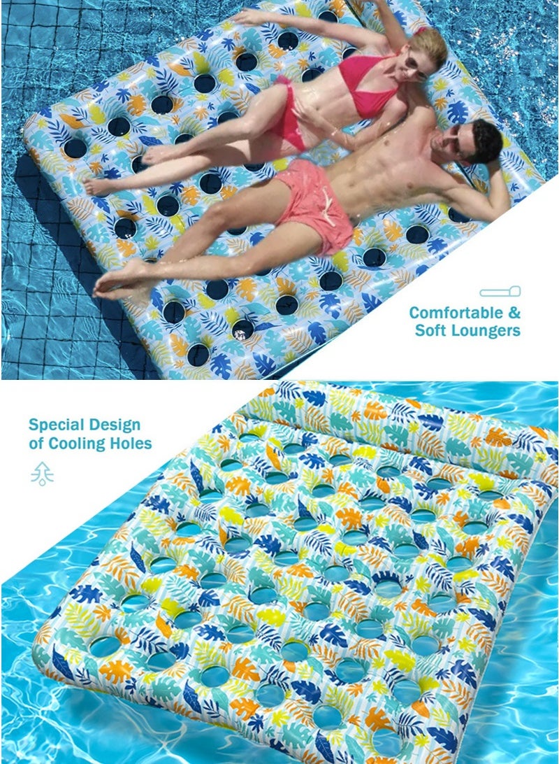 TAPIT 167x136cm Inflatable Water Floating Bed for Two People, Leisure Summer Beach Inflatable Bed with Pillow, Water Party Lounge Chair Floating Bed, Summer Water Floating Bed for Men and Women - Image 3