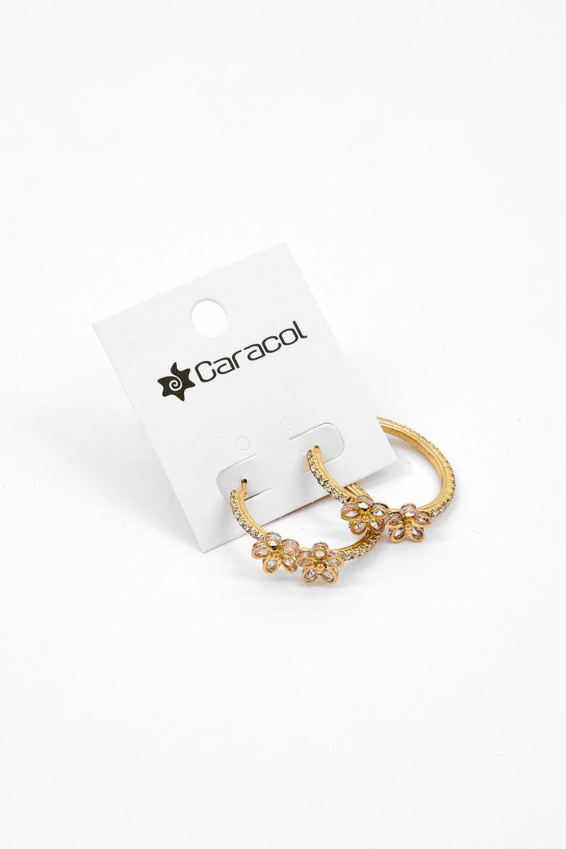 Caracol Women Gold Plated Stainless Steel Rope Hoop Earrings, Gold  - Image 1