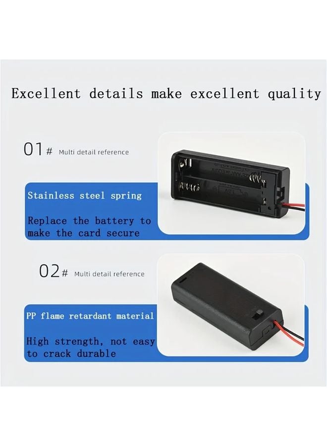 AA Battery Holder With ON OFF Switch 1 2 3 4 Slot Black Plastic Case Red Wires - Image 4