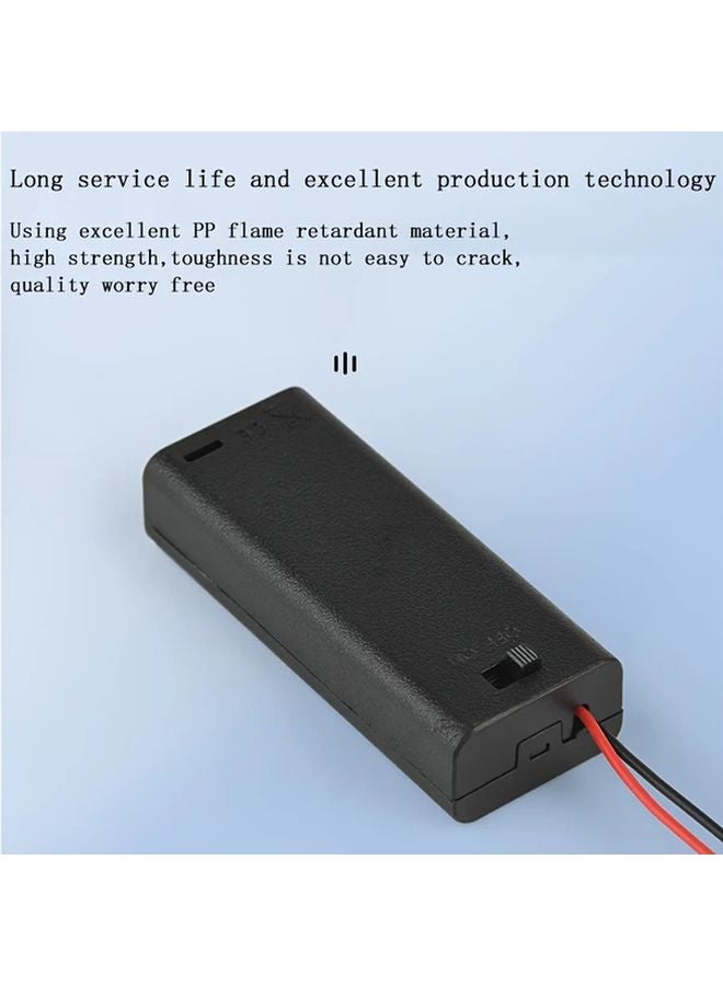 AA Battery Holder With ON OFF Switch 1 2 3 4 Slot Black Plastic Case Red Wires - Image 5