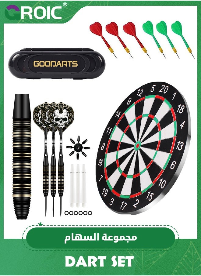 GROIC 3 Pack Dart Set,Darts Metal Tip Set,Steel Tip Darts with Dartboard,Dart Suit with Steel Needle Darts,Aluminum Shaft Metal Dart Set  - Image 1