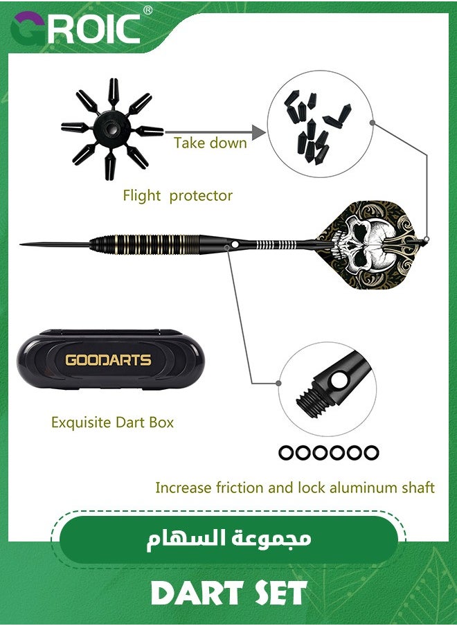GROIC 3 Pack Dart Set,Darts Metal Tip Set,Steel Tip Darts with Dartboard,Dart Suit with Steel Needle Darts,Aluminum Shaft Metal Dart Set  - Image 2