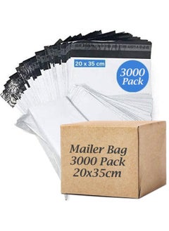 MARKQ [3000 Pack] White Poly Mailers Bags [20 x 35 cm] Adhesive Self-Seal Shipping Envelopes for Packaging Delivery, Ideal for Posting Parcels and Clothes  - Image 1