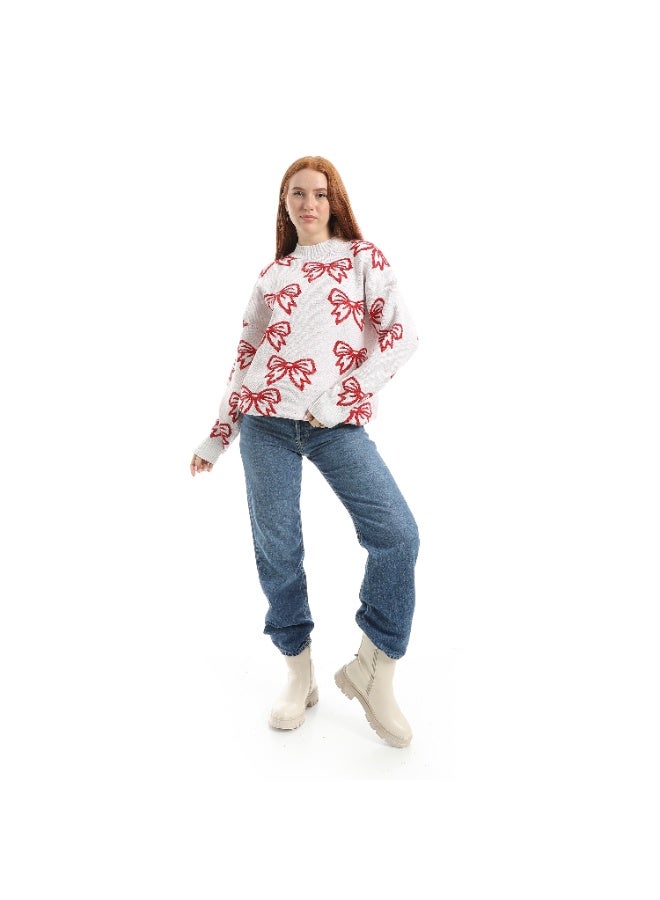 Caesar Women's wool sweater with bow design - Image 1