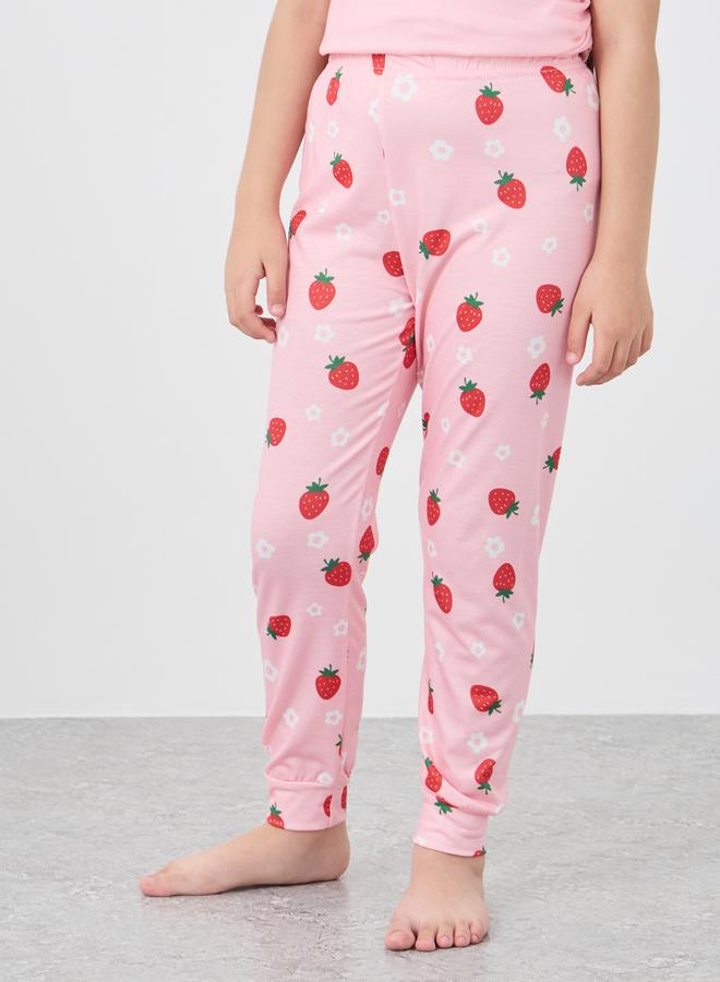 ستايلي طقم بيجامة وتيشيرت بطبعة فراولة ستايلي - Image 5