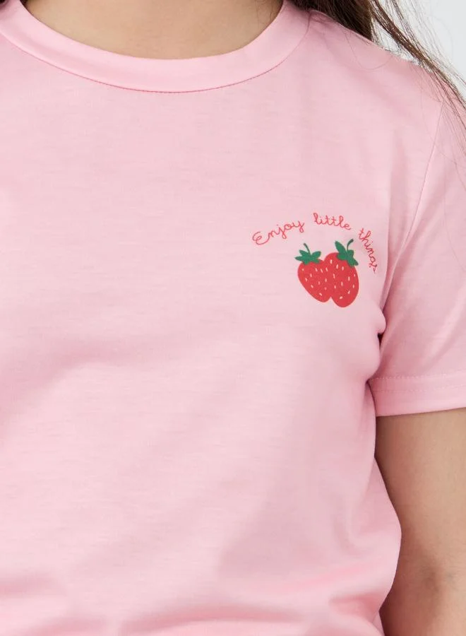 Styli Styli Strawberry Print T-Shirt and Pyjama Set