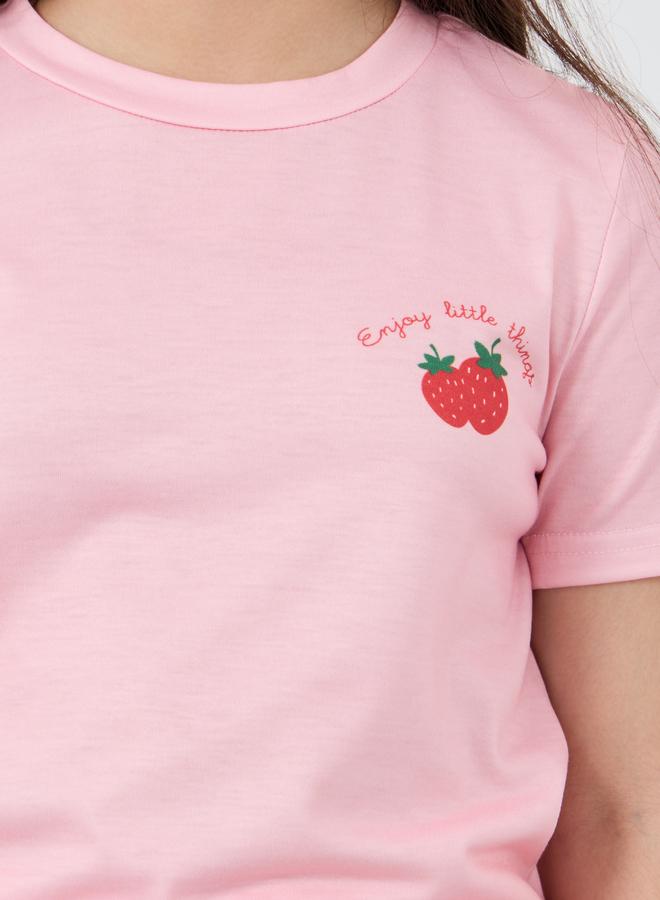 ستايلي طقم بيجامة وتيشيرت بطبعة فراولة ستايلي - Image 4