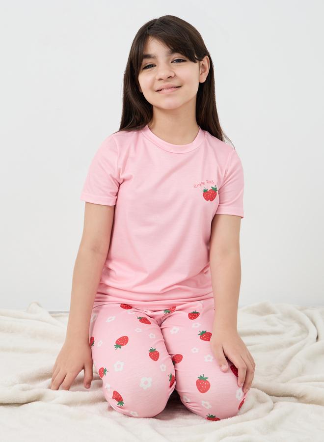 ستايلي طقم بيجامة وتيشيرت بطبعة فراولة ستايلي - Image 1