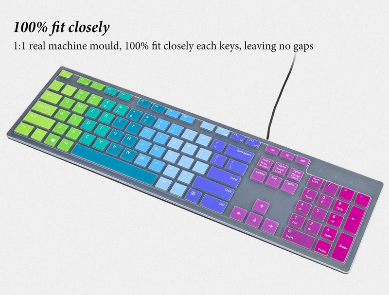 CASEDAO Keyboard Cover Skin for Dell KM636 Wireless/KB216 KB216p KB216d Wired Keyboard/Dell Optiplex 5250 3050 3240 5460 7450 7050,Dell Inspiron AIO 3475/3670/3477 All-in one Desktop Keyboard Skin-Rainbow - Image 2