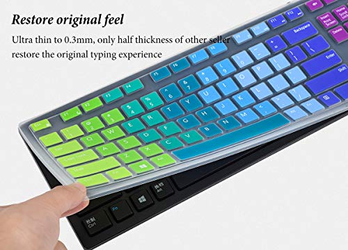 CASEDAO Keyboard Cover Skin for Dell KM636 Wireless/KB216 KB216p KB216d Wired Keyboard/Dell Optiplex 5250 3050 3240 5460 7450 7050,Dell Inspiron AIO 3475/3670/3477 All-in one Desktop Keyboard Skin-Rainbow - Image 4