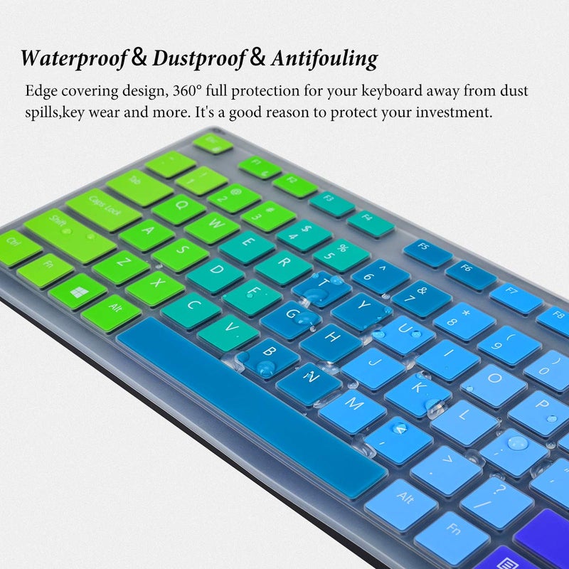 CASEDAO Keyboard Cover Skin for Dell KM636 Wireless/KB216 KB216p KB216d Wired Keyboard/Dell Optiplex 5250 3050 3240 5460 7450 7050,Dell Inspiron AIO 3475/3670/3477 All-in one Desktop Keyboard Skin-Rainbow - Image 5