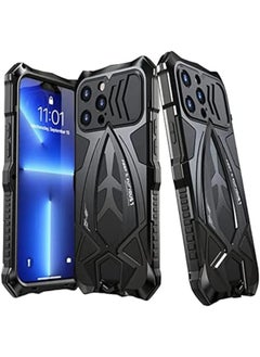 Metal Case For iPhone 13 Pro Max Cover Military Aluminium Metal Case Full Body Heavy Duty Dustproof Shockproof Armor Case with Screen Protector for iPhone 13 Pro Max (iPhone 13 Pro Max,Black)
