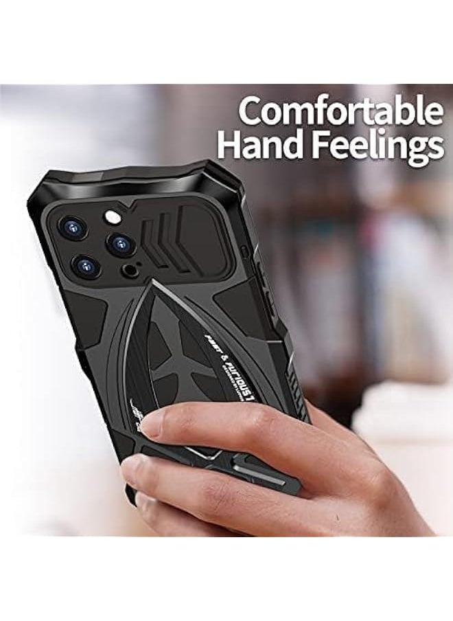 BGM - Metal Case For iPhone 13 Pro Max Cover Military Aluminium Metal Case Full Body Heavy Duty Dustproof Shockproof Armor Case with Screen Protector for iPhone 13 Pro Max (iPhone 13 Pro Max,Black) - Image 1