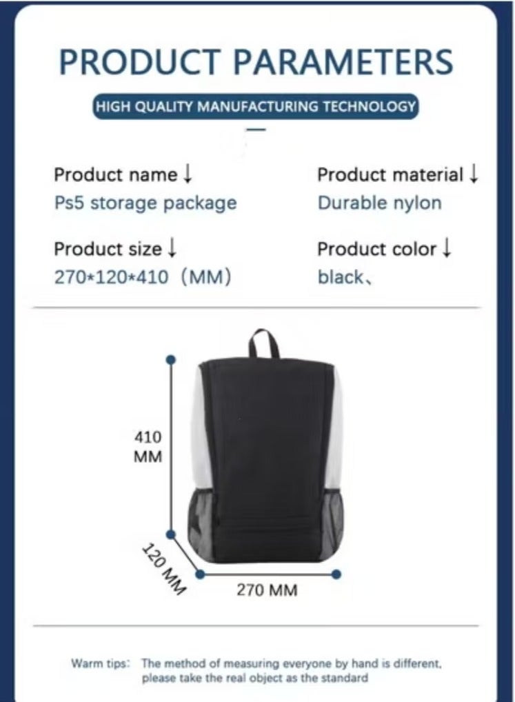 Captaintech PS5 Game Console Backpack - Carrying Case for PS5 Suitable for Travel Suitcase Compatible with Playstation 5 Console and Accessories - PS5 Adjustable Handle Bag with Strap (Black) - Image 5