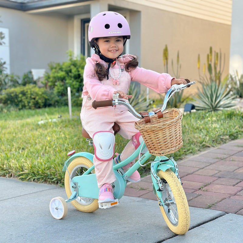 Glerc â€ŽLittle Molly 12 Inch Kids Bike, Retro Cruiser Girls Bicycle for Children Ages 2-4 Years Old, Toddler Bike with Wicker Basket & Training Wheels, Mint Green - Image 4