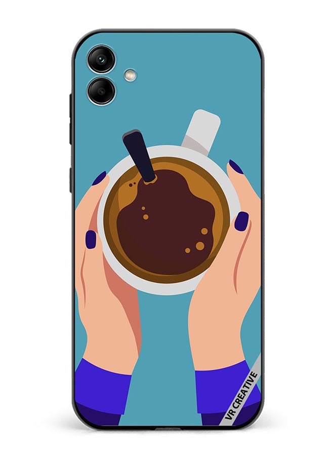 Protective Case Cover For Samsung Galaxy A04 Female Hands Holding Cup Of Coffee Design Multicolour