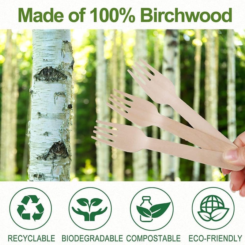 V4L Disposable Wooden Fork Pack of 300 - Image 4
