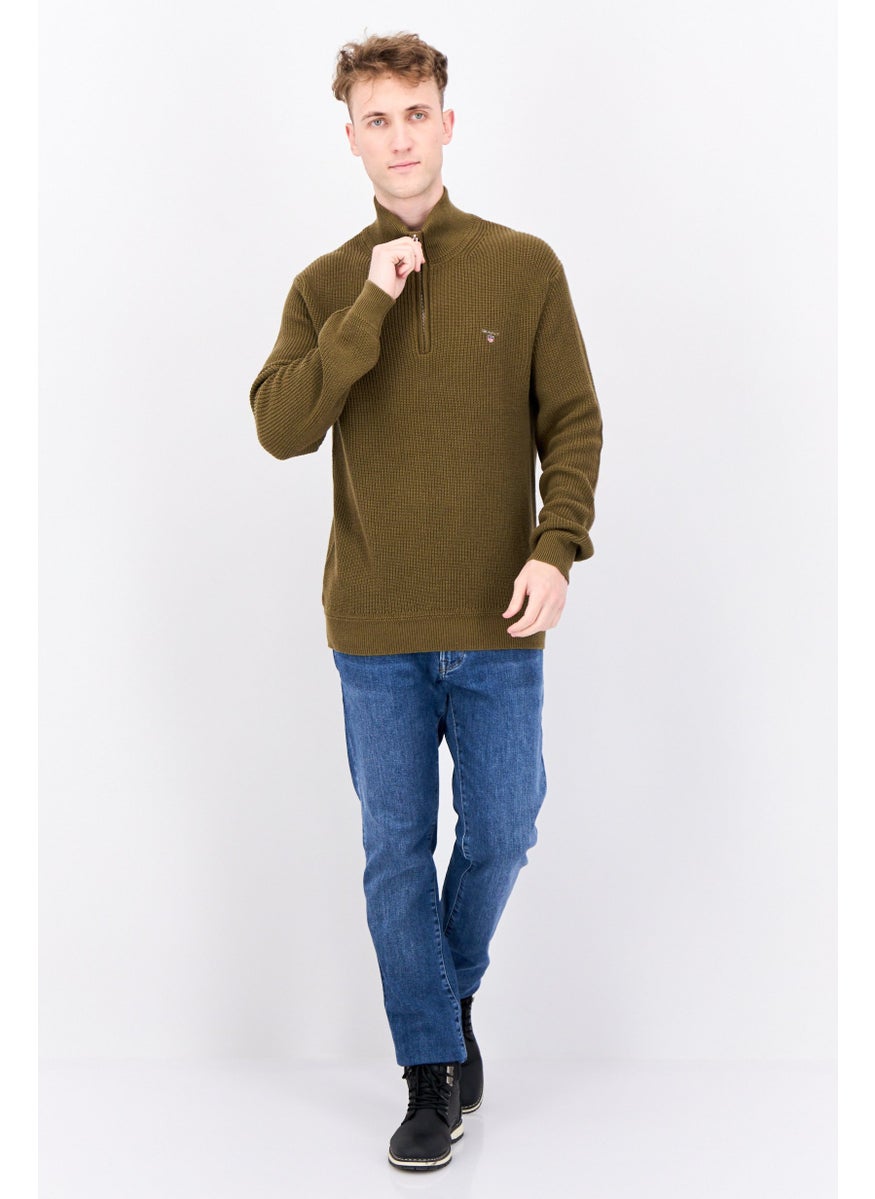 GANT Men Mock Neck Embroidered Logo Sweater, Olive Green  - Image 4