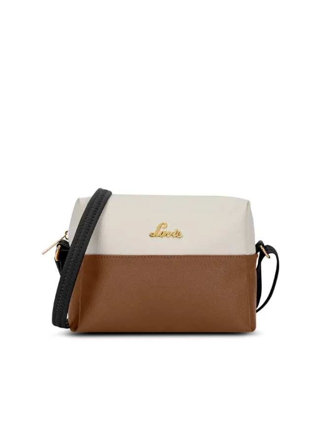 Women's Ellen Colourblock Horizantal Slingbag (Tan)