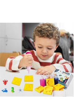 Generic New 3D magic water games, plastic glass with DIY molds, 6 color bottles + 12 shapes, each shape 6 pieces + 2 spoons + hooks + 2 plates + 2 bags + heater that produces sound + bowl  - Image 3
