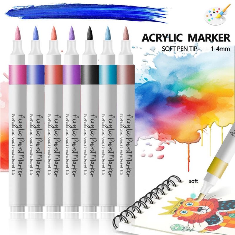 ART WALKER Acrylic Paint Marker Pen, Metallic Colors Medium Point Tip Art Markers, Marker Pen Set for Rocks, Ceramic, Glass, Wood, Fabric, Canvas, Mugs (Pack Of 1) (12Pcs Acrylic Marker) - Image 5