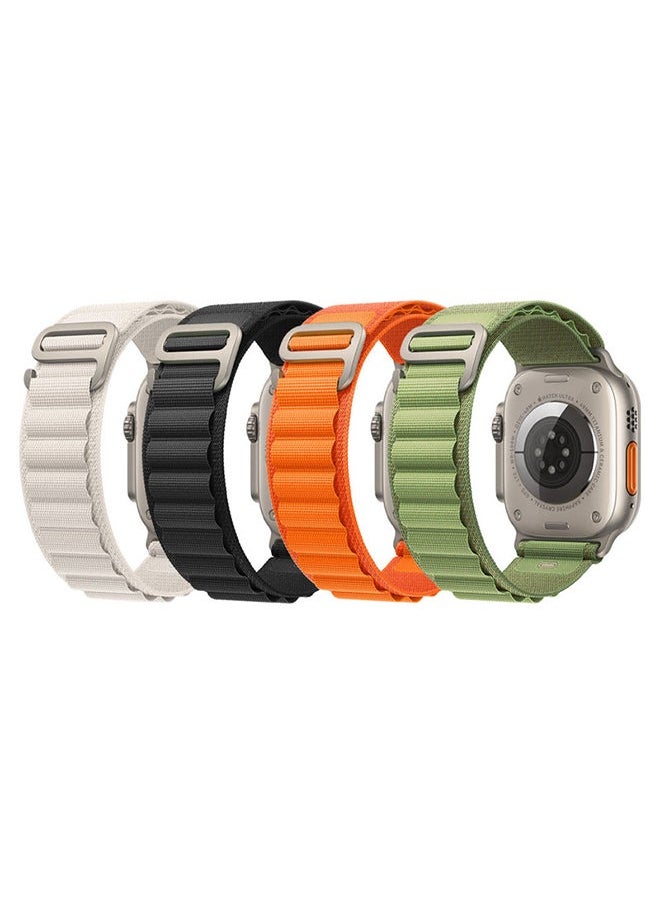 Captaintech - 4Pack for Apple Watch Alpine Loop Band 49mm/45mm/44mm Nylon Woven Sport Strap Compatible with iWatch Series 8/Ultra/7/SE/6/5/4/3/2/8 White/Green/Orange/Black - Image 1