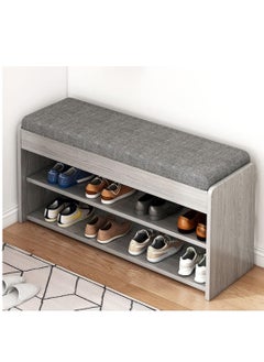 Sharpdo SHARPDO Shoe Bench with Storage Shelf, Entryway Shoe Storage Cabinet Bench with Padded Cushion, 2-Tier Footwear Rack, for Entryway, Hallway,Bedroom 80*24*43CM  - Image 2