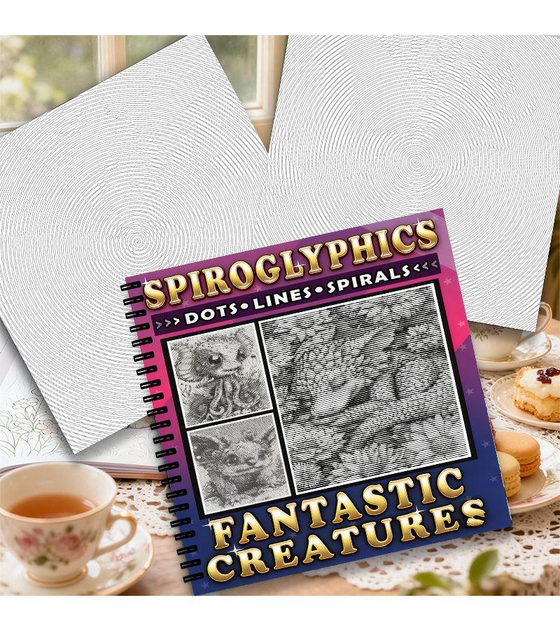 Mysterious Spiral Line Array Fantasy Creature Coloring Book Adult Relaxation 3D Monochrome Soothing Art Activity Exquisite Design Creative Relaxation Paper Material Style A - Image 5