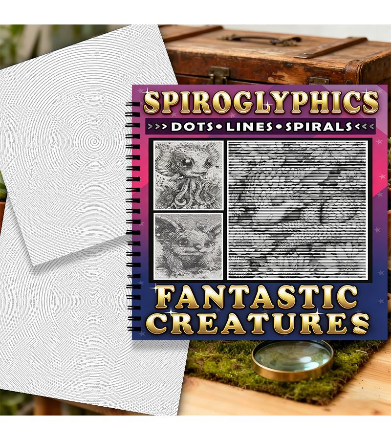 Mysterious Spiral Line Array Fantasy Creature Coloring Book Adult Relaxation 3D Monochrome Soothing Art Activity Exquisite Design Creative Relaxation Paper Material Style A - Image 2