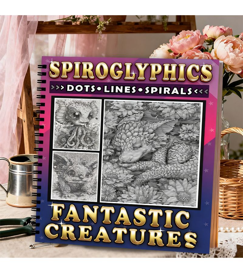 Mysterious Spiral Line Array Fantasy Creature Coloring Book Adult Relaxation 3D Monochrome Soothing Art Activity Exquisite Design Creative Relaxation Paper Material Style A - Image 1