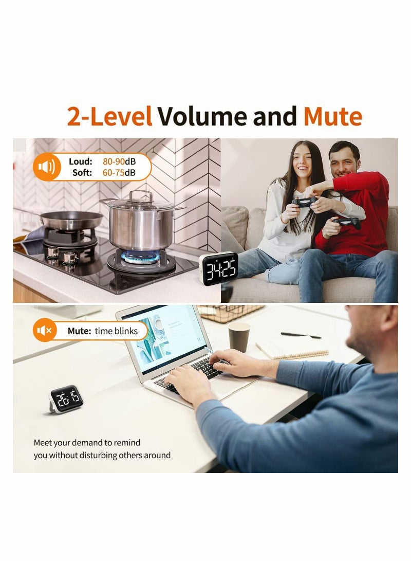 SYOSI ساعة منبه إلكترونية رقمية LED مغناطيسية مع وظيفة إضاءة ثابتة مستوى صوت 3 بيضة هادئة للأطفال وكبار السن معلم الفصل الأطفال الطباخ - Image 5